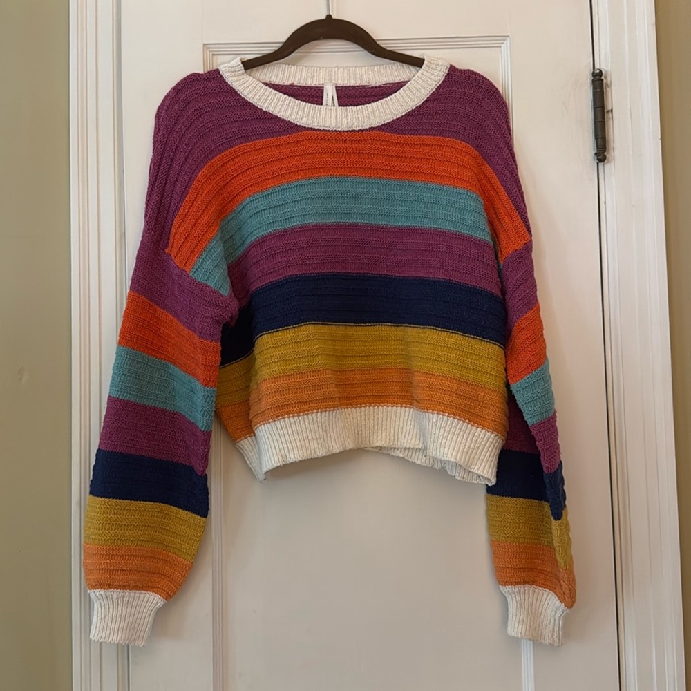 Colorful Striped Sweater Size XS Rainbow Long Sleeve